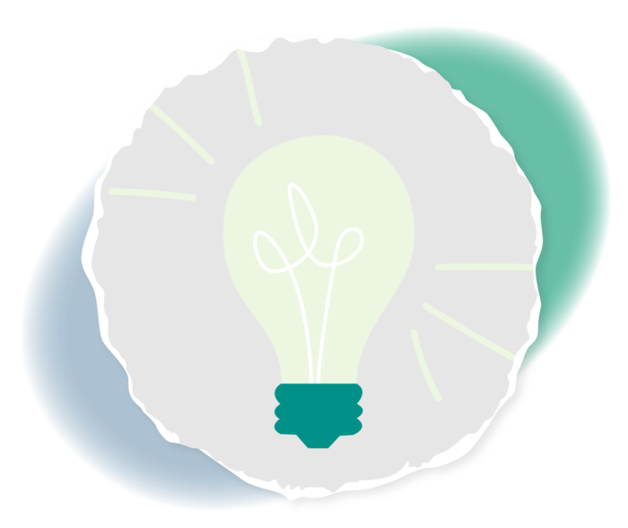 Grafische Darstellung einer leuchtenden Glühbirne.