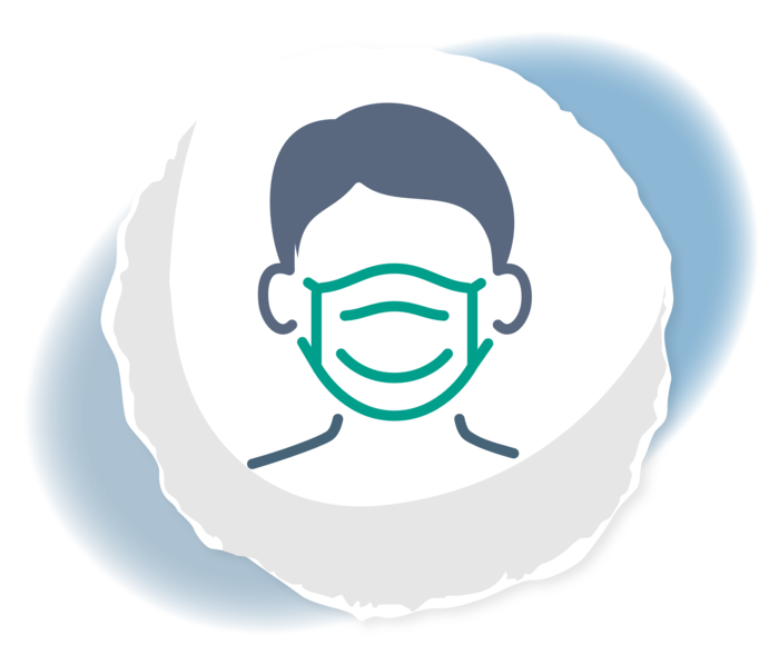 Grafik einer Person mit Maske.