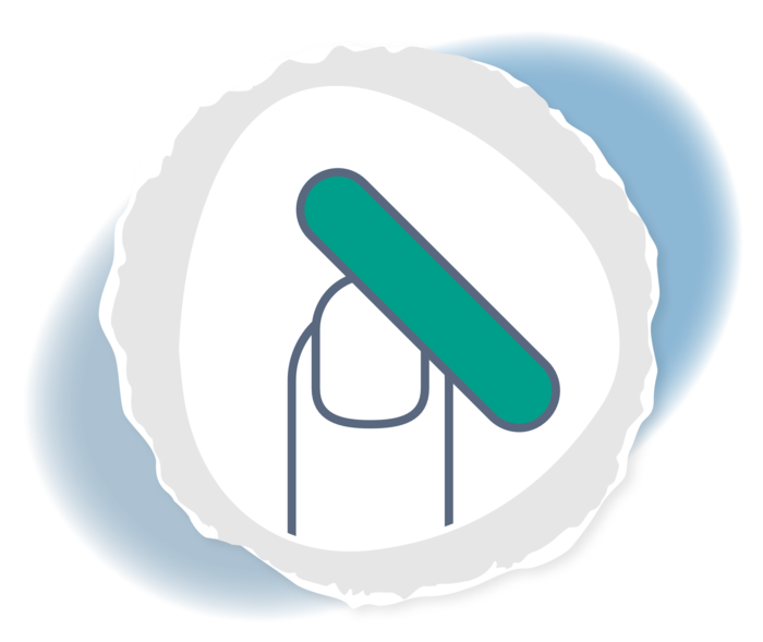 Grafik eines Fingers mit einer Nagelfeile. 