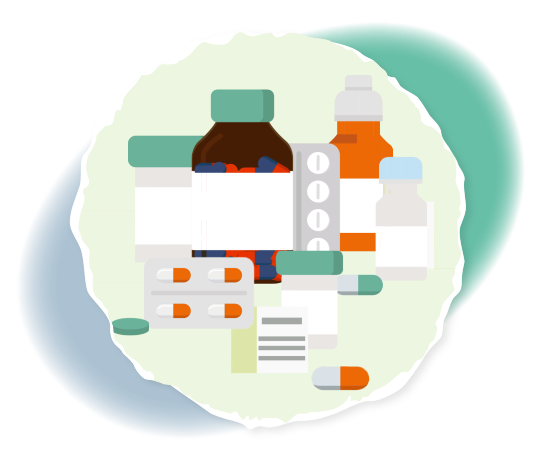 CML: Nebenwirkungen der Therapie Schematische Darstellung verschiedener Medikamente.