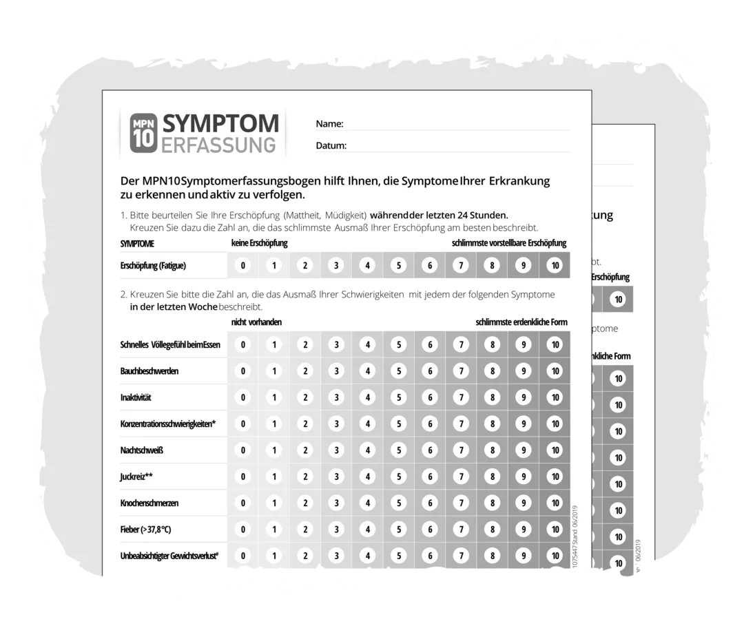 Ein Bild des Symptomerfassungsbogens. 