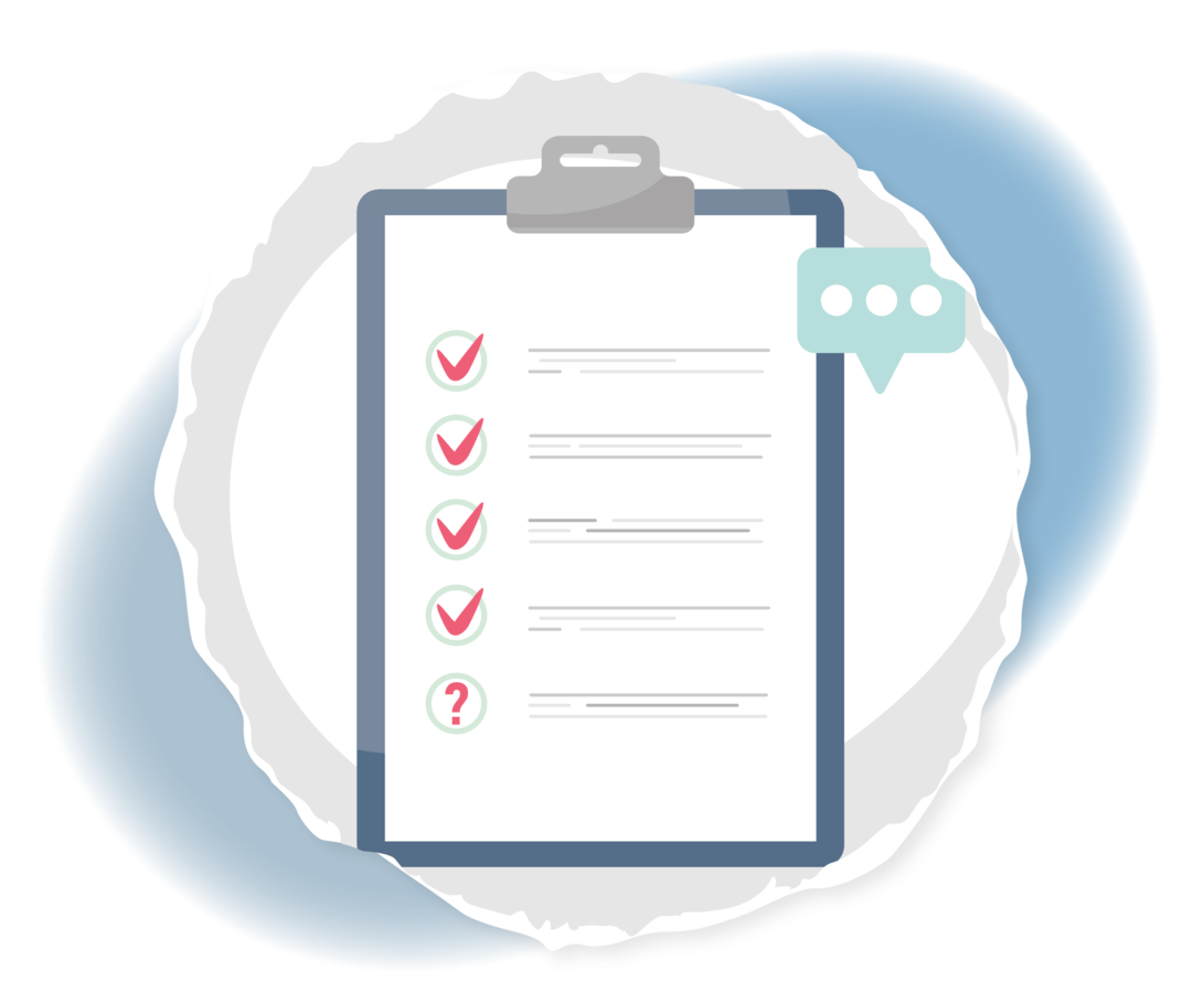 Grafik eines Klemmbretts mit einer Checkliste.