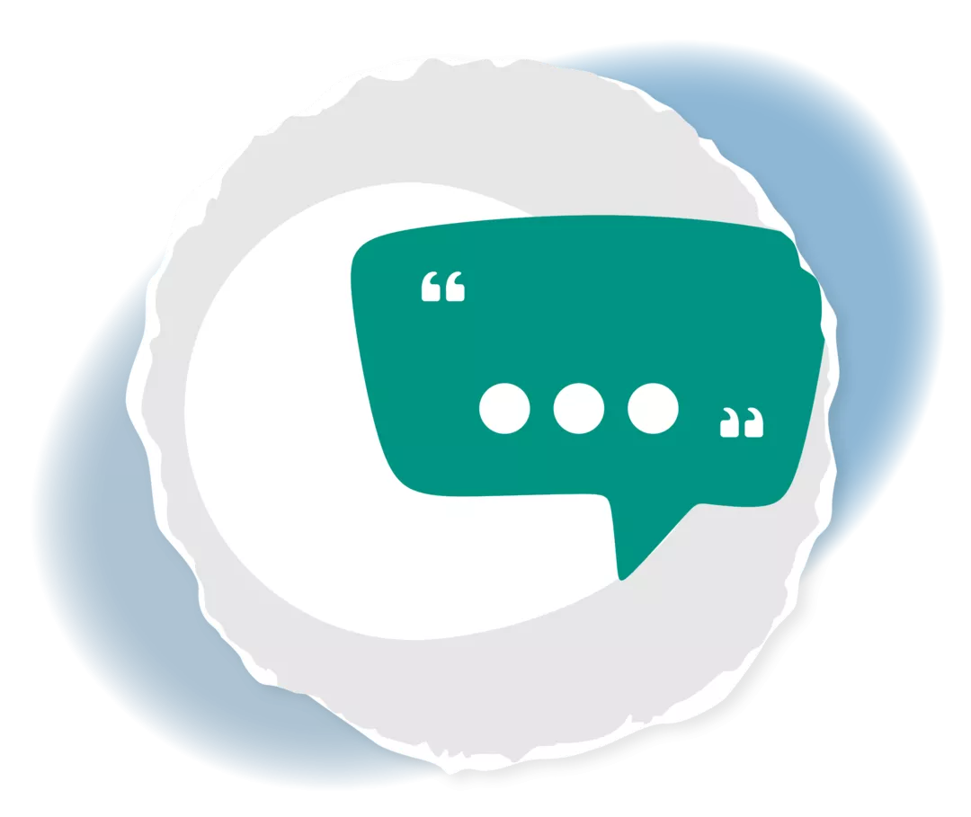 Die Grafik zeigt eine Sprechblase mit drei Punkten.