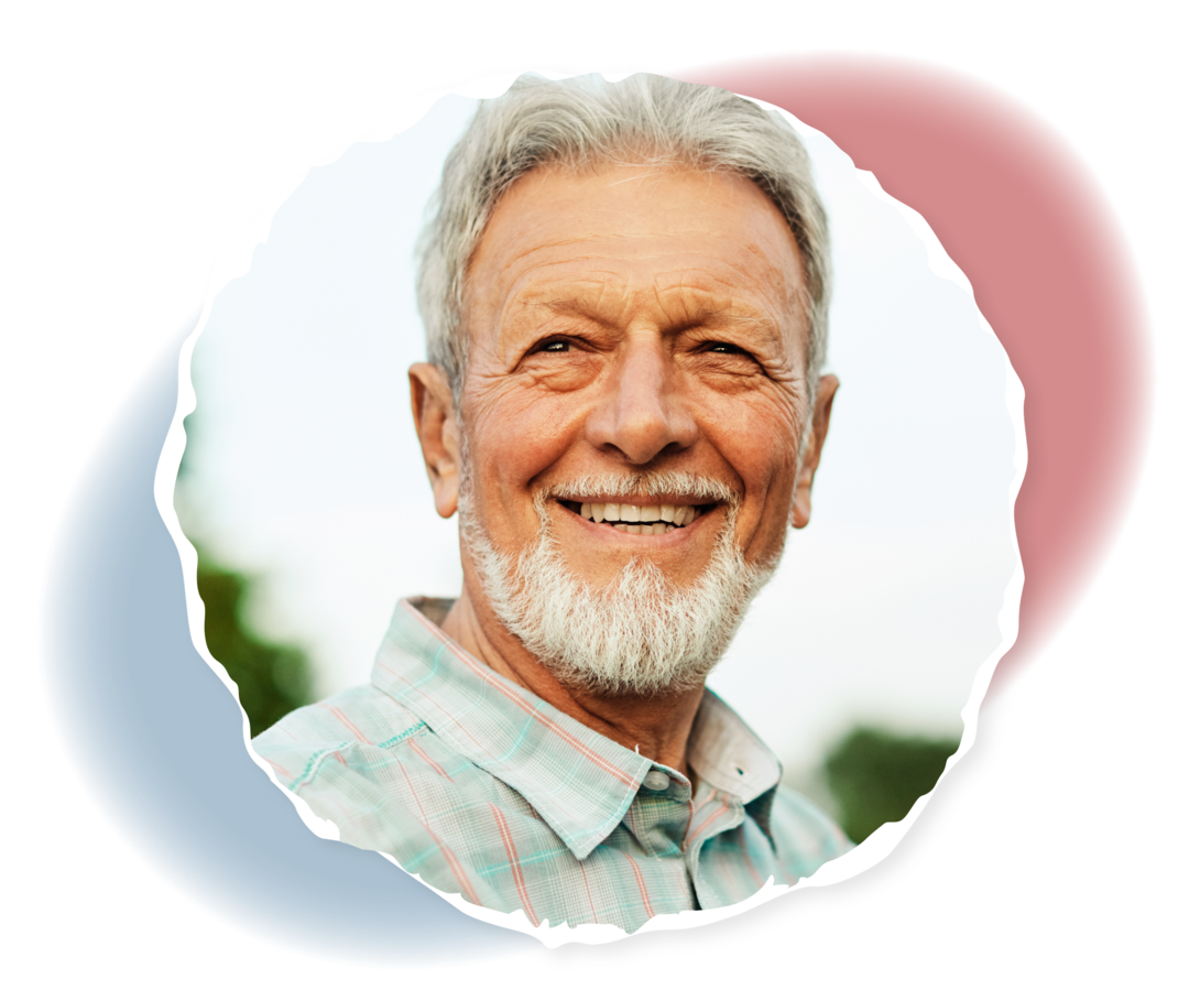 Immunthrombozytopenie Ein älterer Mann lächelt in die Kamera.