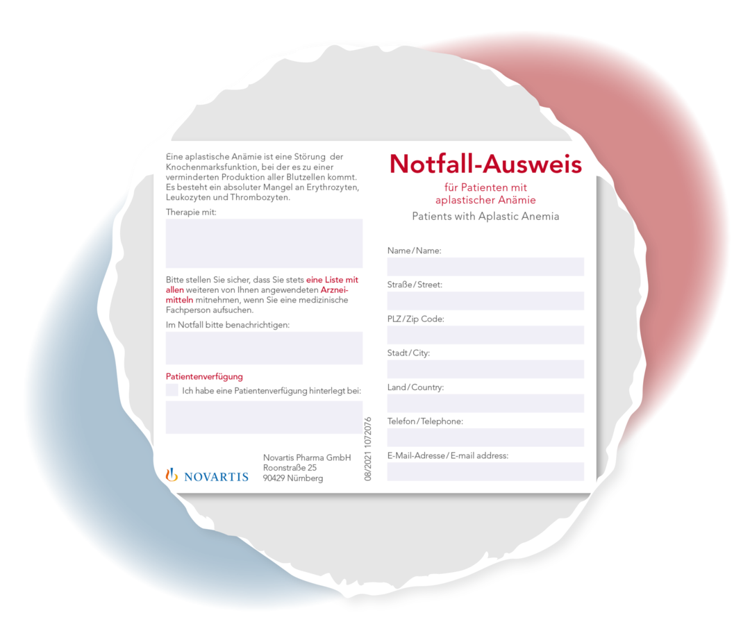 Leben mit ITP: ITP-Notfall-Ausweis Bild des ITP-Notfall-Ausweises.