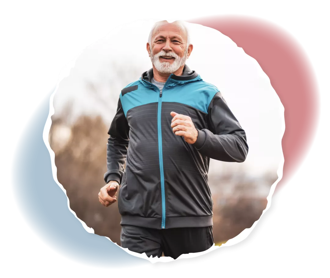 Ein älterer Mann beim Joggen.