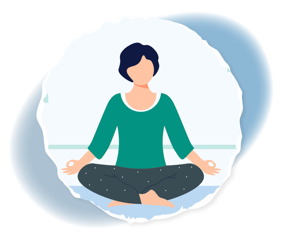 Grafik einer Person im Lotussitz. 