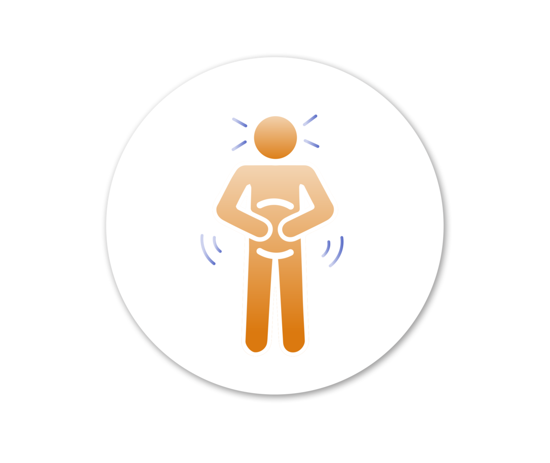 Grafik einer Person, die sich den Bauch hält. 