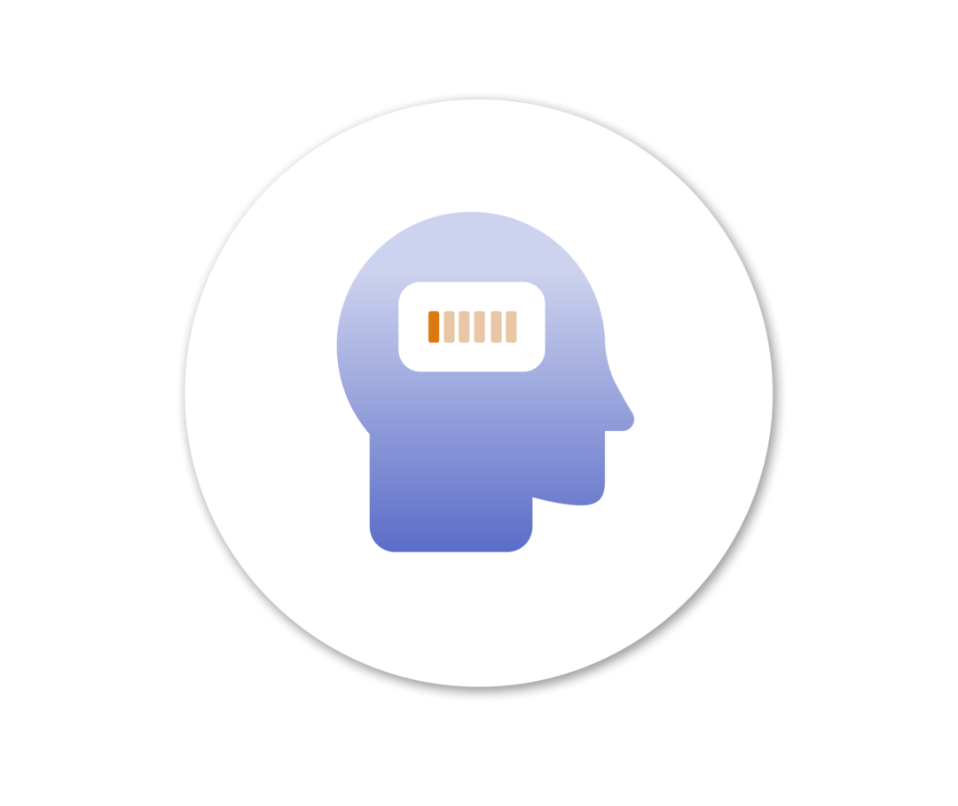 Grafik eines menschlichen Kopfes, der eine leere Batterie anzeigt.