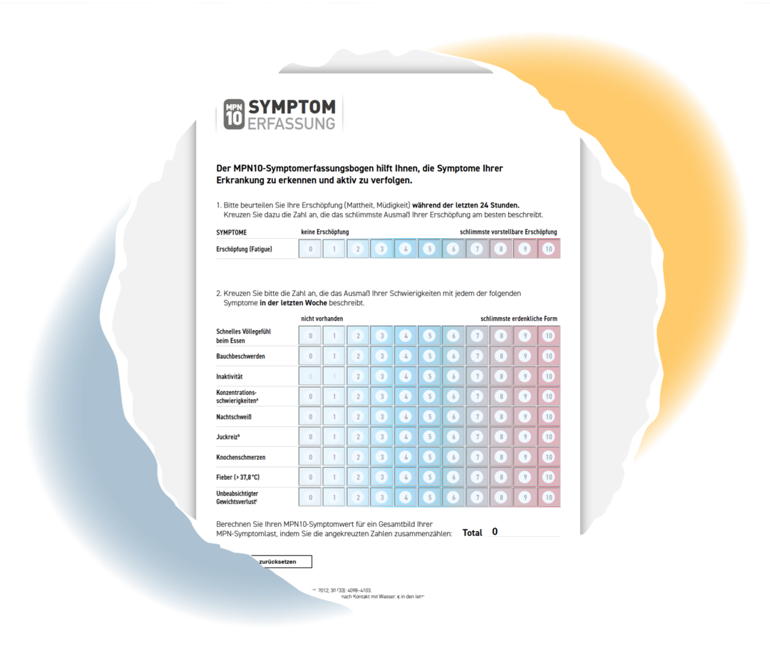 Titelblatt des MPN-Symptomerfassungsbogen für MF